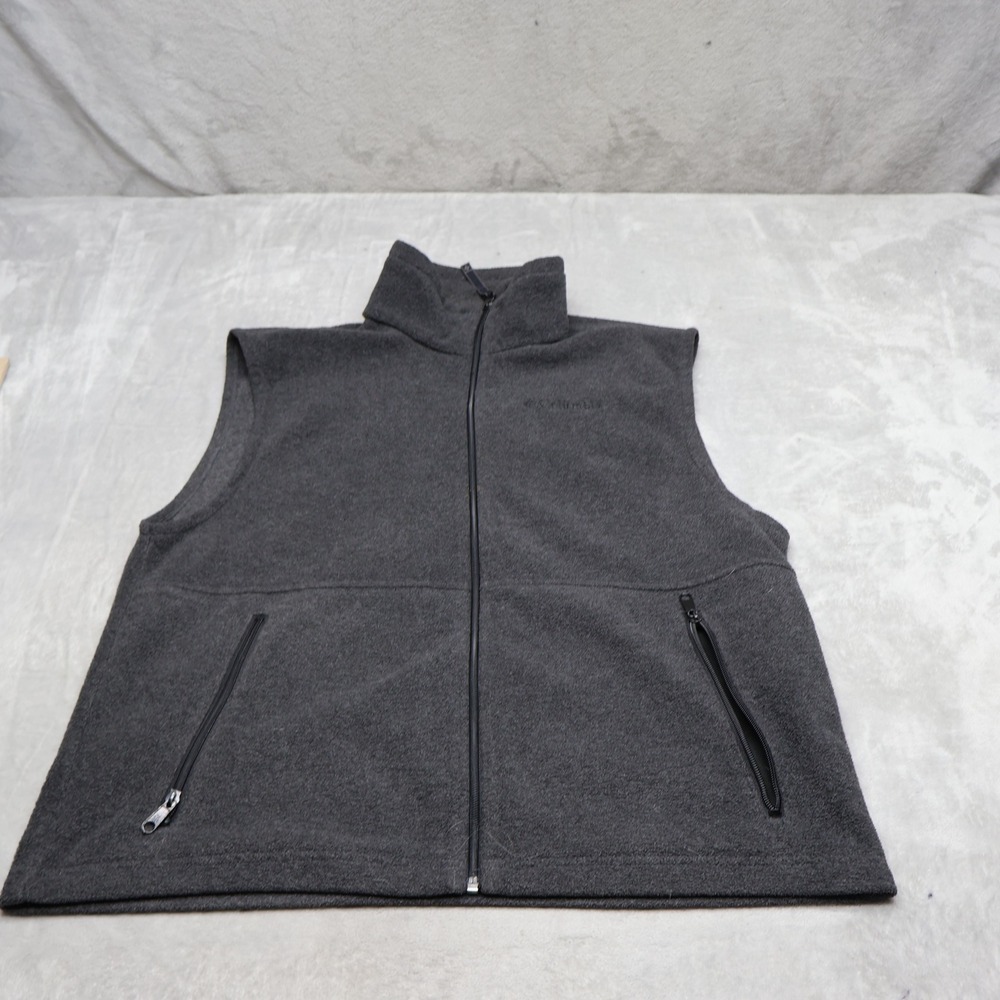 Columbia Vest Mens Medium Gray Cathedral Peak Full Zip Fleece Winter Outdoor